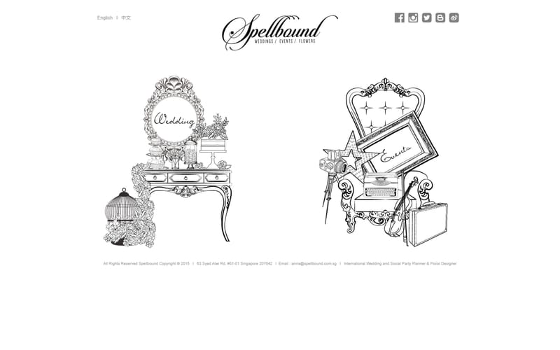 Spellbound's 2019 homepage: a splash page with two illustrated doors and no text