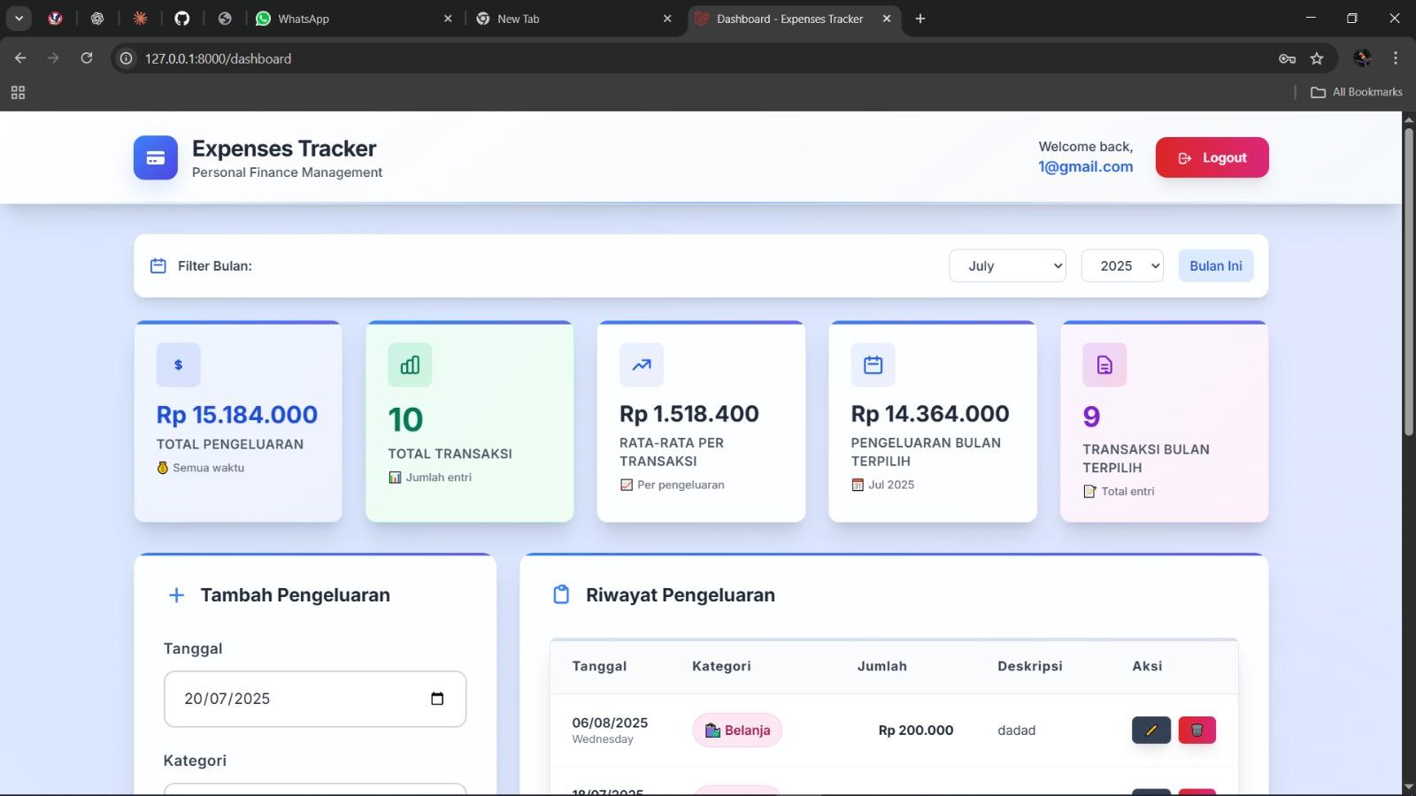 ExpensesTracker Web Screenshot 1